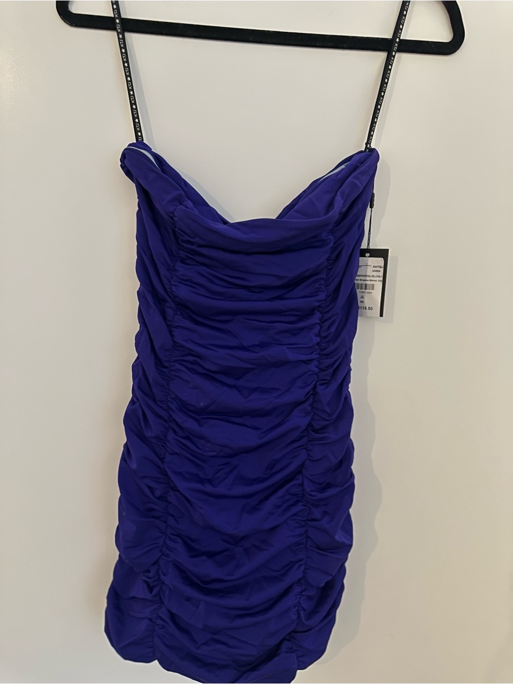 Katie J NYC Ruched Mini Dress in Purple